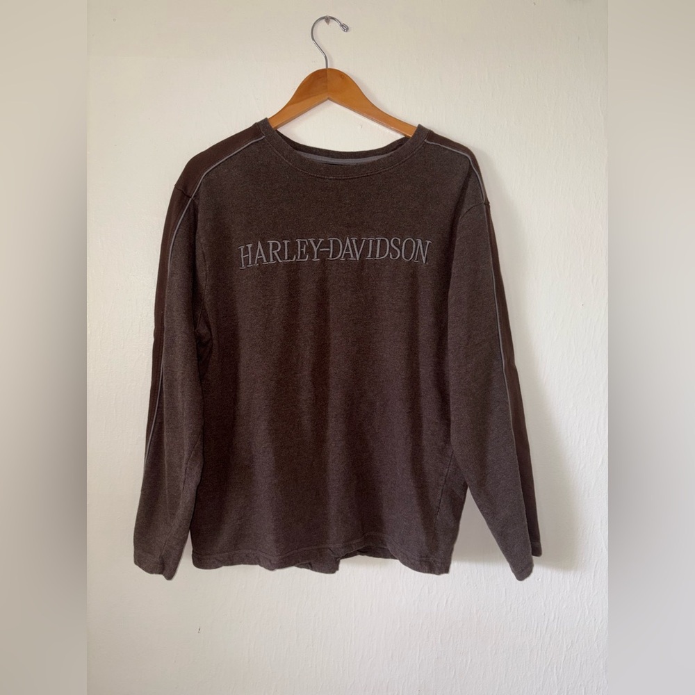 Harley-Davidson Men's Brown Embroidered Jumper Size Large